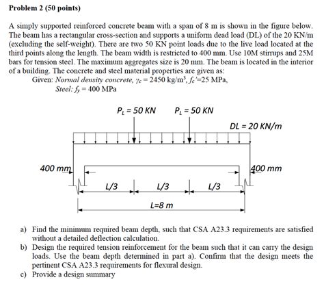 Problem 2 50 Points A Simply Supported Re The Beam