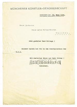 Ms Brief Mit Eigenh Unterschrift Von Ruckteschell Walter Von