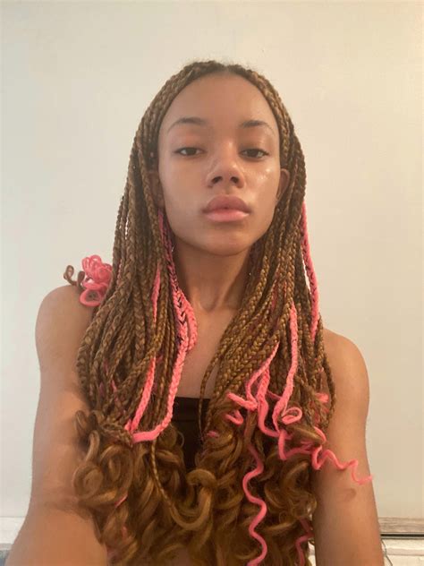 Pink Brown Braids In Braids With Curls Pretty Braided