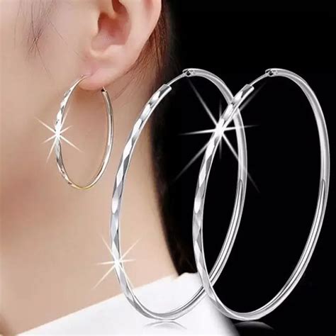 Boucles D Oreilles Cr Oles Grand Cercle Pour Femme Argent Regard 925