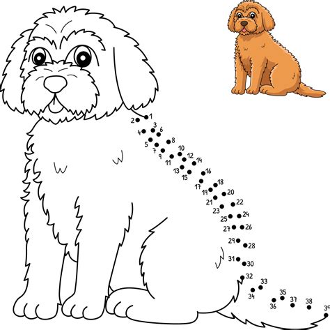 Dot To Dot Goldendoodle Dog Isolated Coloring Page 11416480 Vector Art