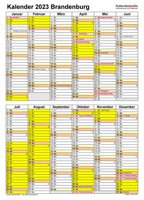 Kalender Brandenburg Ferien Feiertage Word Vorlagen