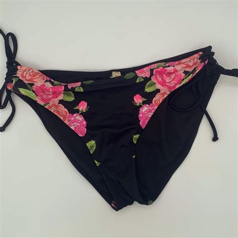 Gianni Bini Swim Gianni Bini Swimsuit Bikini Bottom Only Black Pink