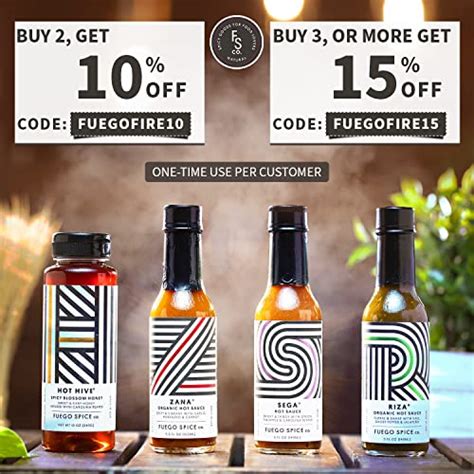 Fuego Spicy Hot Sauce Sampler Gift Set Total Ounces Mild Medium Hot Heat Level Variety