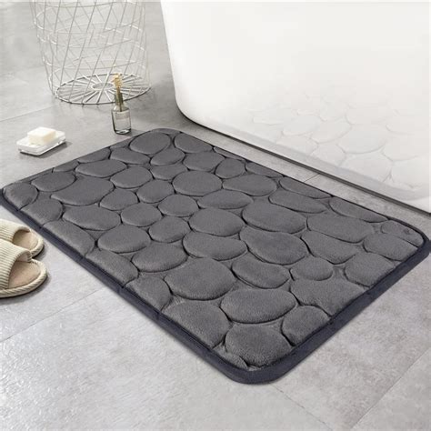 Memory Foam Bath Mat Comfortable Cobblestone Bathroom Rug Super Water