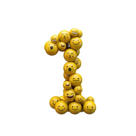 Renderização em 3D da fonte de caractere emoji número 1 Foto Premium