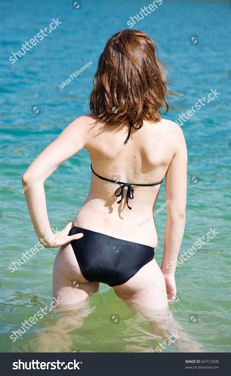 Rear View Girl Bikini Standing Blue ภาพสตอก 64712698 Shutterstock