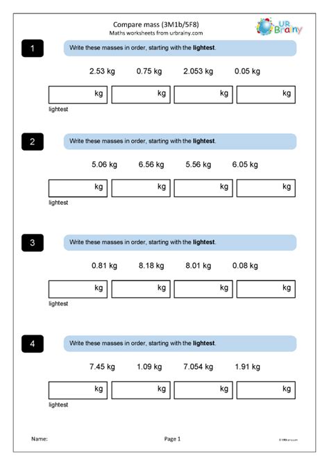 Compare Mass 5f83m1b Reasoning Measurement Maths Worksheets For Ks2 Maths Sats Booster By