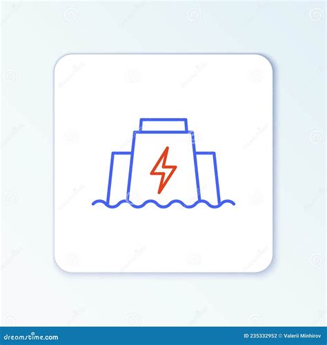 Line Hydroelectric Dam Icon Isolated On White Background Water Energy Plant Hydropower