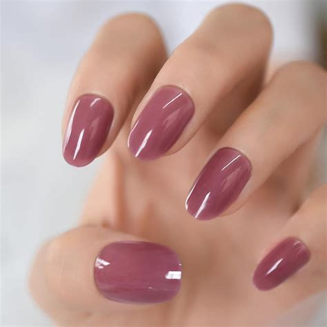 Ibeautying Press On Nails Taro Red Pure Color Semi