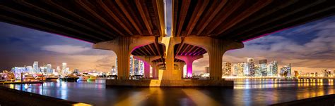 Under Biscayne Bay Bridge Miami Cityscape - Lewis Carlyle Photography