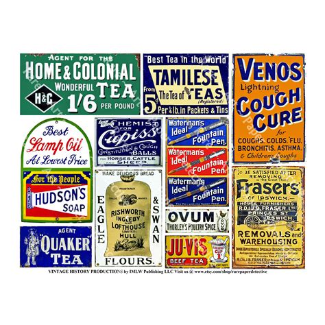 Vintage Advertising Signs DIGITAL DOWNLOAD Sheet, General Store Ads ...