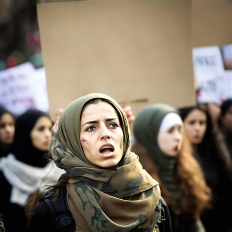 Mulher Generativa Ai Protestando Contra A Luta De Guerra Pela