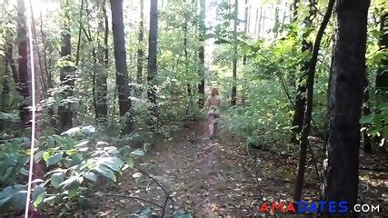 Chubby Girl With Big Booty Walking Nude In Forest