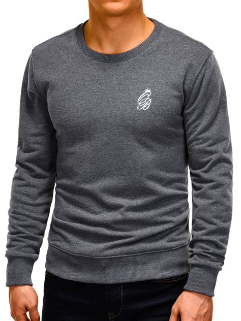 Men S Printed Sweatshirt B Dark Grey Modone Wholesale Clothing