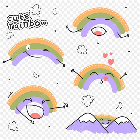 Hand Drawn Rainbow Vector Png Images Hand Drawn Cute Rainbow With