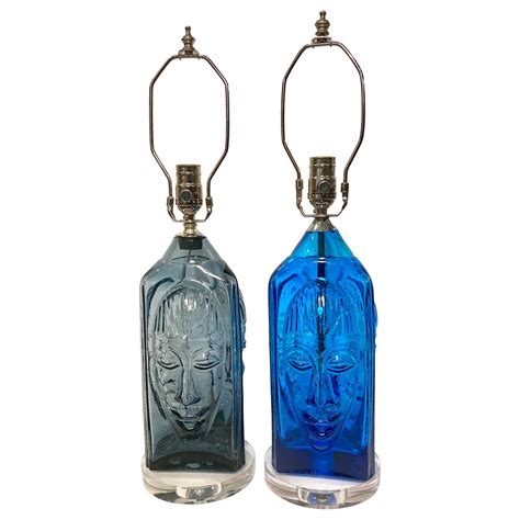 A Pair Of Swedish Glass Lamps Labeled Alsterfors Sweden At 1stdibs