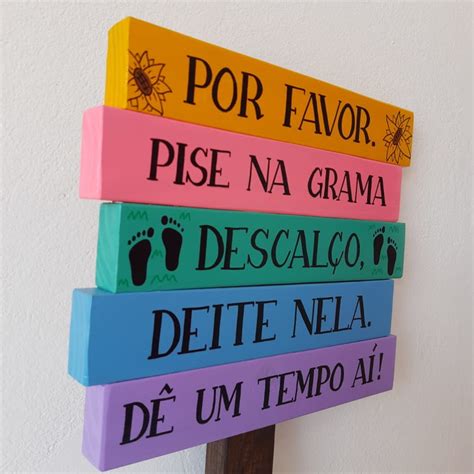 Placa para Jardim Pise na Grama Descalço Deite Nela Elo7