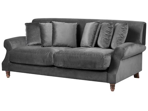 3 Seater Velvet Sofa Grey Eike Belianiat