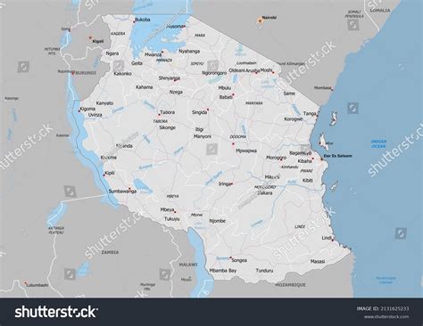 United Republic Tanzania Political Map Neighbors Stock Illustration