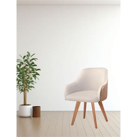 Poltrona Decorativa Hera Linho Nude Couro Caramelo P S Em Madeira Madeiramadeira