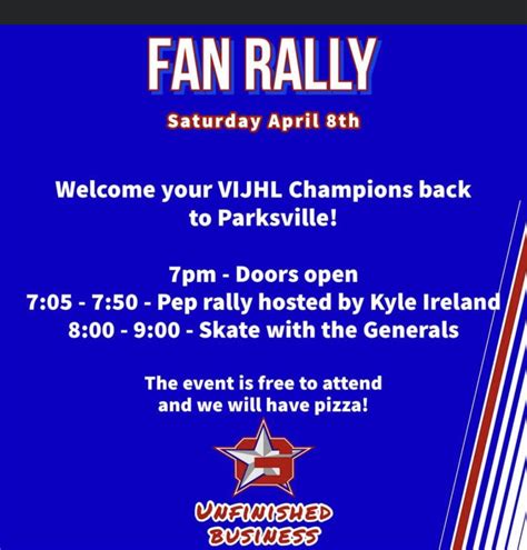 Fan Rally for your VIJHL Champions- April 8 – Oceanside Generals Junior ...