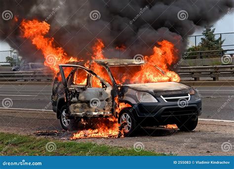 Fire Burning Car Stock Photos Image