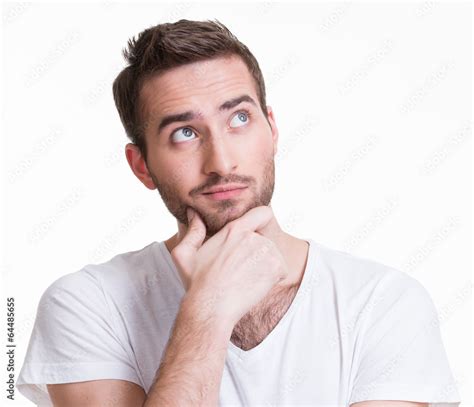 Portrait Of The Young Thinking Man Looks Up Stock Foto Adobe Stock