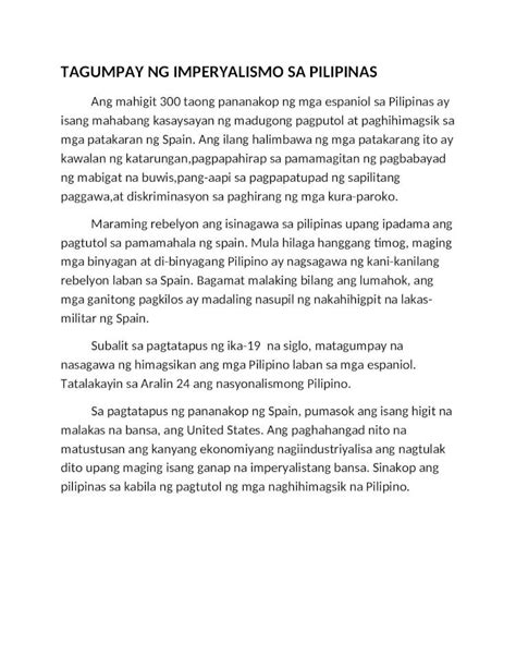 (DOCX) tagumpay ng imperyalismo sa pilipinas by yopej depol - DOKUMEN.TIPS