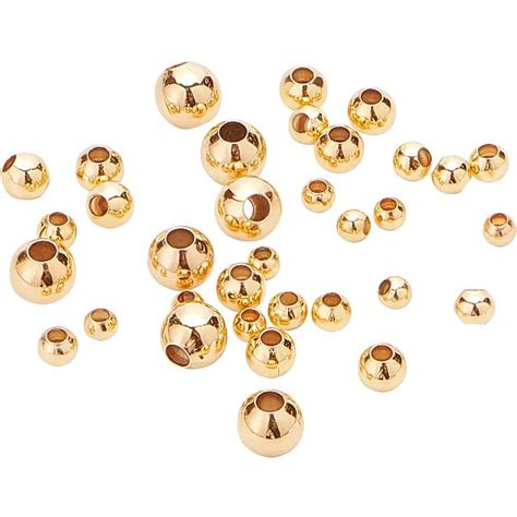 Benecreat Pcs K Gold Plated Brass Beads Round Spacer Beads With