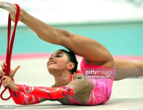 European Champion Alina Kabaeva Of Russia Strikes Pose With The Rope