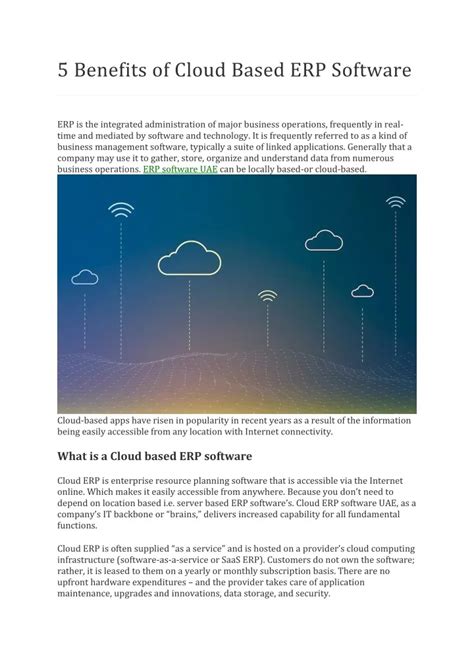 Ppt 5 Benefits Of Cloud Based Erp Software Powerpoint Presentation