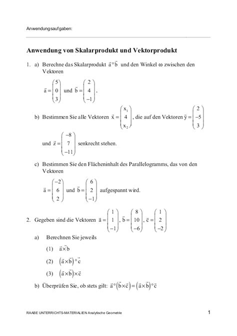 Sekundarstufe I Unterrichtsmaterial Mathematik Geometrie Vektoren