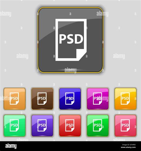 PSD Icon Sign Set With Eleven Colored Buttons For Your Site Vector