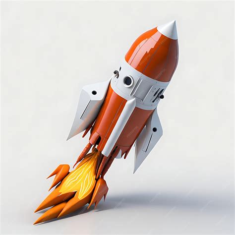 Premium AI Image | 3D Rocket Launch on White Background