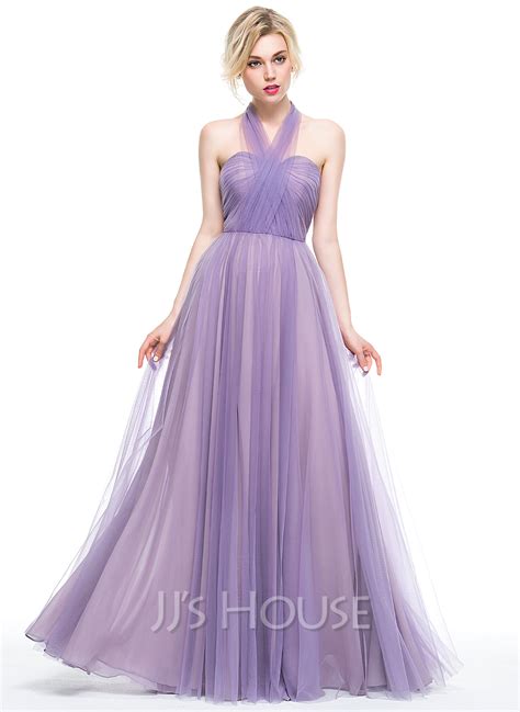 A Lineprincess Sweetheart Floor Length Tulle Bridesmaid Dress With Ruffle 007076095 Jjs House