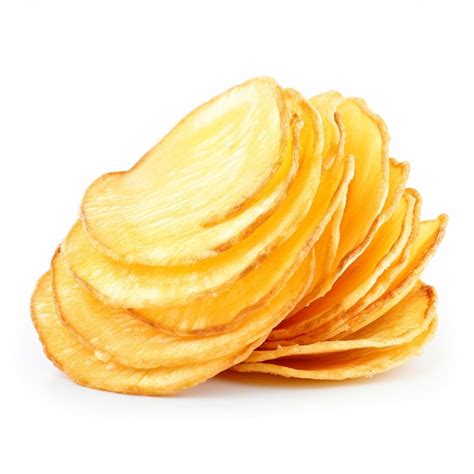 A Closeup Potato Chips Isolated On White Background Premium Ai