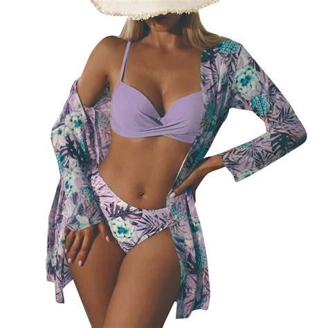 Charmgo Swim Suits For Women 2024 Women High Waist Bikinis 2024 3 Piece Bikini Set Cover Up