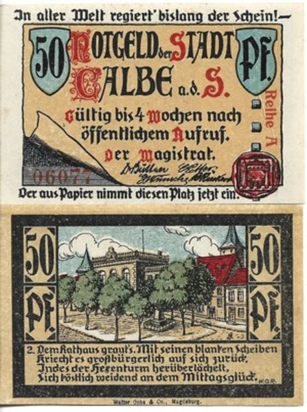 50 Pfennig City Of Calbe An Der Saale Numista