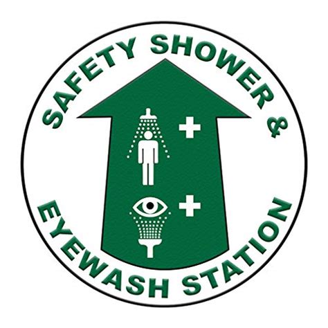 Safety Shower Eyewash Station Floor Decals Green Anti Slip Round Shape