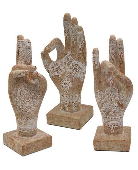 Yoga Mudra Henna Hands Set Of Mudras Statue Buddha Groove