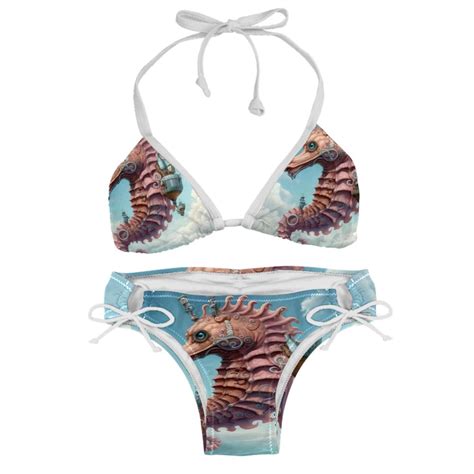 Hippocampus Women S One Piece Swimsuit Bikini Set With Detachable