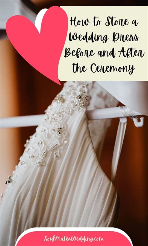 A Wedding Dress Hanging On A Hanger With The Words How To Store A