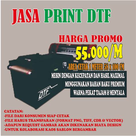 Jual Jasa Cetak Sablon Satuan Dan Partai Print Dtf X Cm Meteran