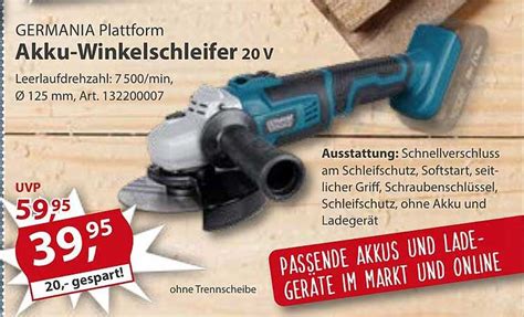 Germania Plattform Akku Winkelschleifer 20v Angebot Bei Sonderpreis