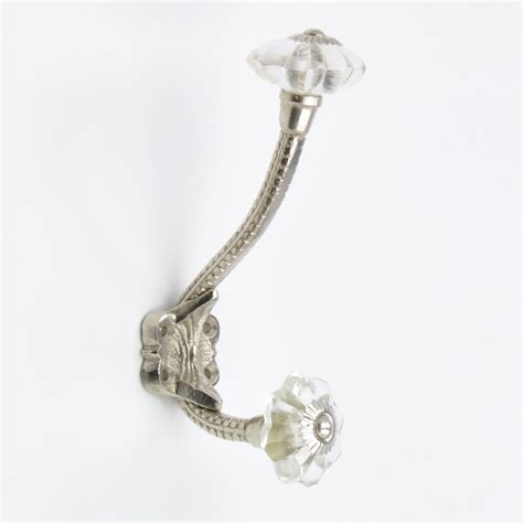 Silver Glass Coat Hook Crystal Wall Hooks Crystal And Silver Coat Hooks Glass