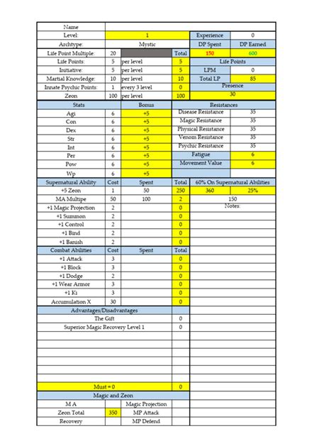 Mystic Auto Calculating Sheet Pdf