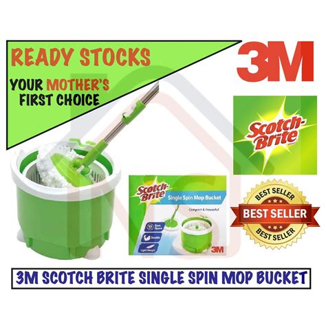 M Scotch Brite Single Spin Mop Bucket Set Full Microfiber Mop