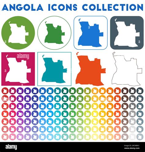 Angola Icons Collection Bright Colourful Trendy Map Icons Modern