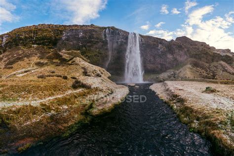 Seljalandsfoss waterfall in Iceland — outdoors, big - Stock Photo ...